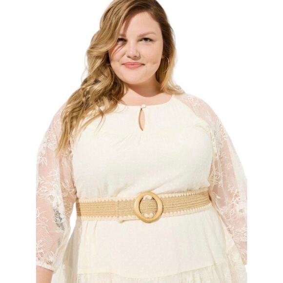 Torrid Festi Cream Lace Clip Dot Mini Dress Sz.4 NWT - Picture 3 of 16